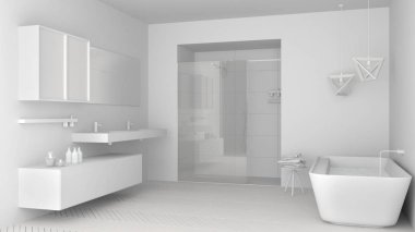 Toplam beyaz proje minimalist parlak banyo ile Çift Kişilik si