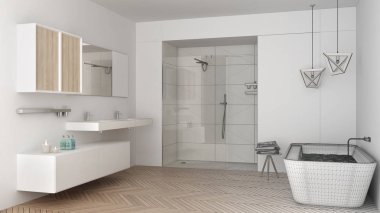 Tamamlanmamış proje minimalist parlak banyo ile Çift Kişilik günah