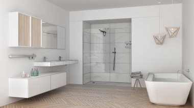Tamamlanmamış proje minimalist parlak banyo ile Çift Kişilik günah