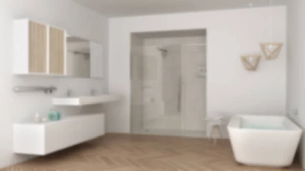 Diseño interior de fondo desenfoque, baño luminoso minimalista con — Foto de Stock