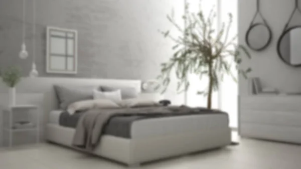 Blur background interior design, minimalistic modern bedroom wit — Stock Photo, Image