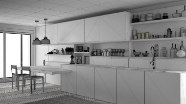 Tamamlanmamış proje minimalist modern mutfak ahşap de ile