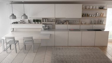Tamamlanmamış proje minimalist modern mutfak ahşap de ile