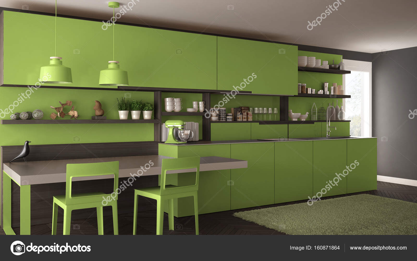 Cozinha Moderna Minimalista Com Detalhes Em Madeira Mesa E Cozinha Moderna Minimalista Com Detalhes Em Madeira Mesa E
