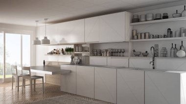 Tamamlanmamış proje minimalist modern mutfak ahşap de ile