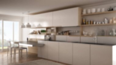 Arka plan iç tasarımı, minimalist modern mutfak zekâ bulanıklık