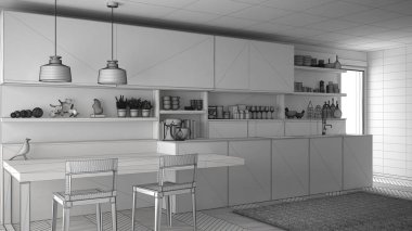 Tamamlanmamış proje minimalist modern mutfak ahşap de ile