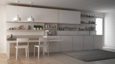 Tamamlanmamış proje minimalist modern mutfak ahşap de ile