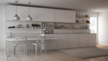 Tamamlanmamış proje minimalist modern mutfak ahşap de ile