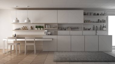 Tamamlanmamış proje minimalist modern mutfak ahşap de ile