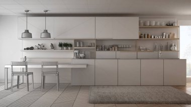 Tamamlanmamış proje minimalist modern mutfak ahşap de ile