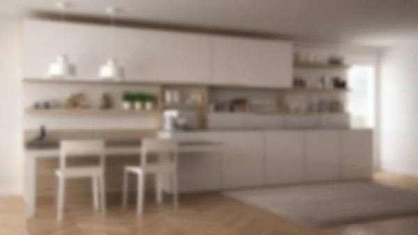 Vervagen de achtergrond interieur design, moderne minimalistische keuken wit — Stockfoto
