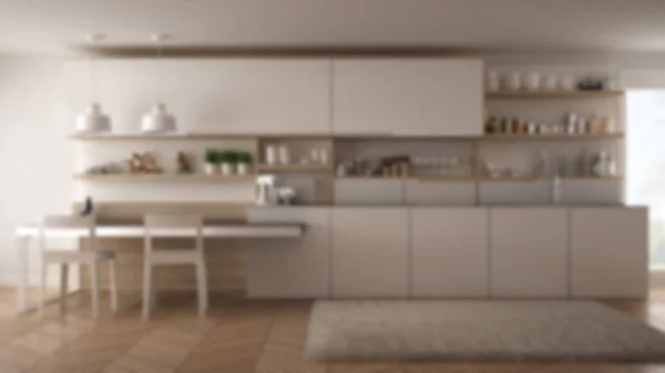 Rozmycie tła wnętrz, minimalistycznej nowoczesnej kuchni wit — Zdjęcie stockowe