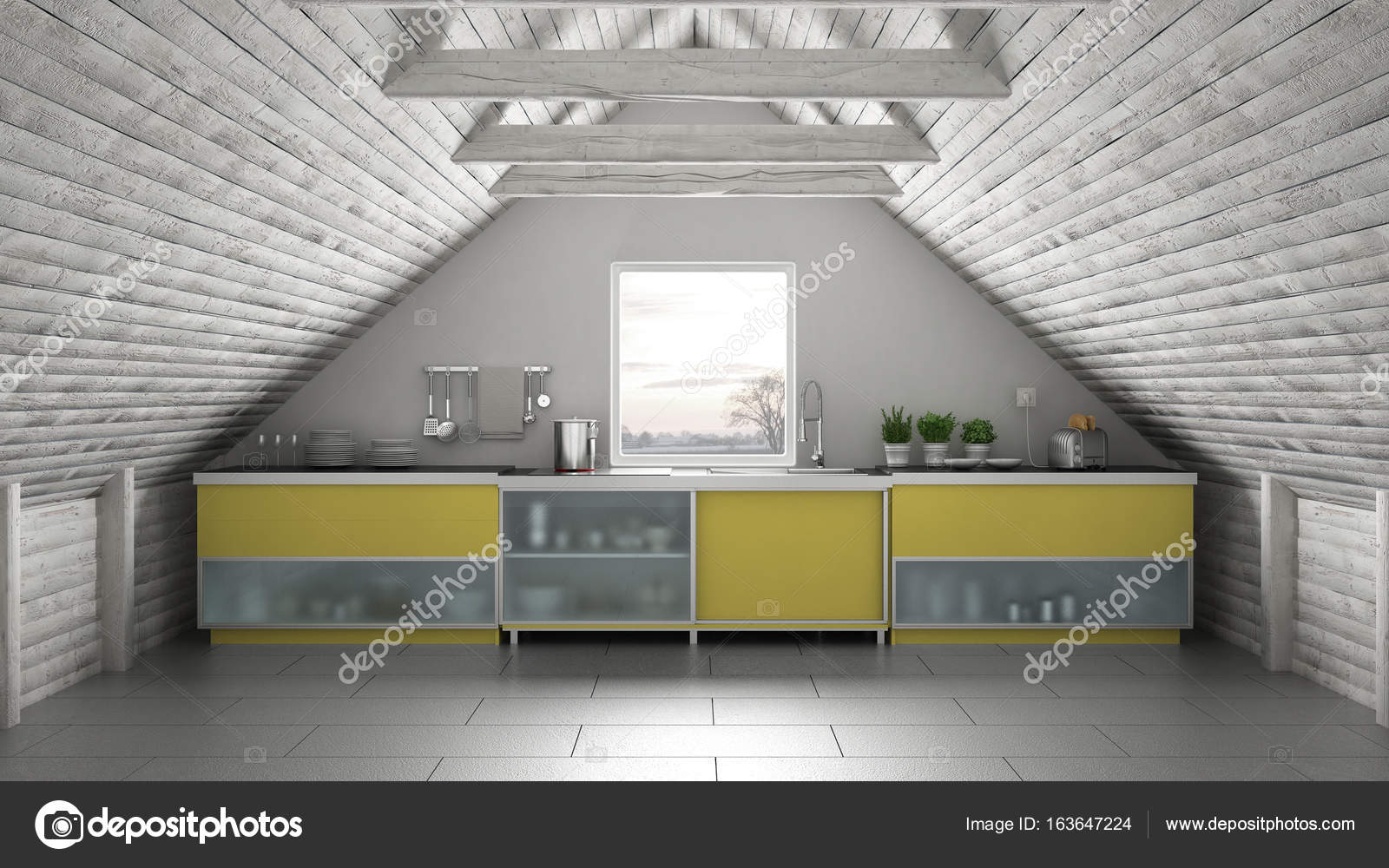 Cozinha Industrial Scandinavia Mezanino Do Loft Telhado Cozinha Industrial Scandinavia Mezanino Do Loft Telhado