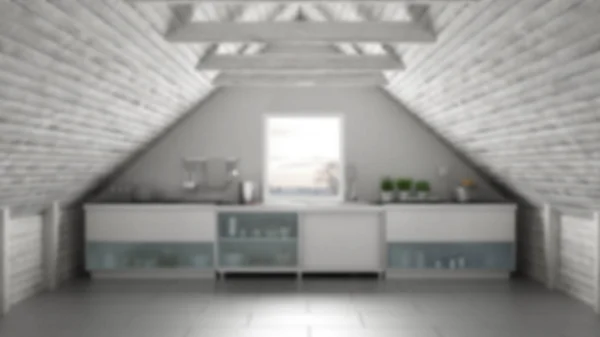 ぼかし背景インテリア デザイン、スカンジナビアの工業用キッチン, — ストック写真
