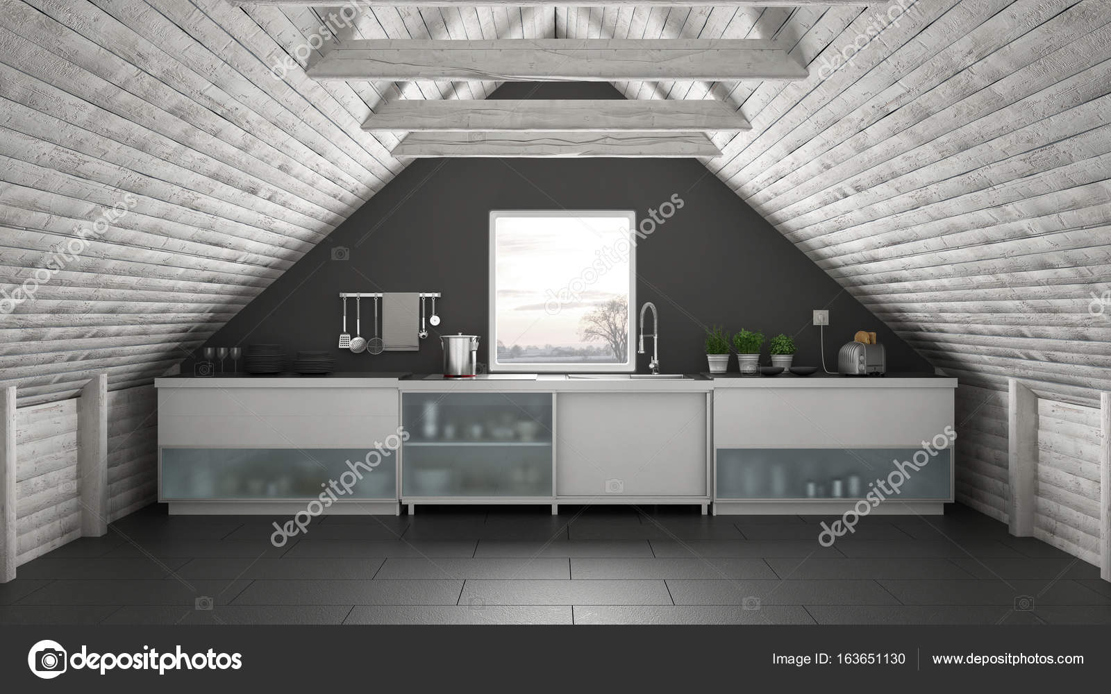 Cozinha Industrial Scandinavia Mezanino Do Loft Telhado Cozinha Industrial Scandinavia Mezanino Do Loft Telhado