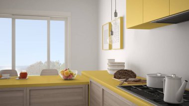 Modern mutfak ahşap detaylar ve parke zemin, sağlıklı br