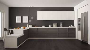 Klasik modern mutfak ahşap detaylar ve parke zemin, mi