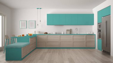 Klasik modern mutfak ahşap detaylar ve parke zemin, mi