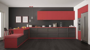 Klasik modern mutfak ahşap detaylar ve parke zemin, mi