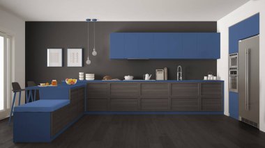 Klasik modern mutfak ahşap detaylar ve parke zemin, mi