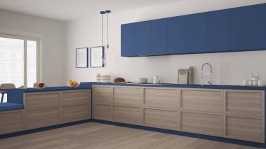 Ahşap detaylar ve parke zemin, minimalis ile klasik mutfak