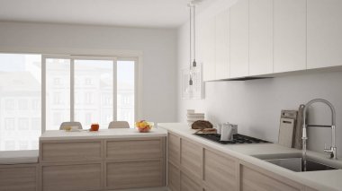 Modern mutfak ahşap detaylar ve parke zemin, sağlıklı br