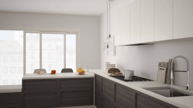 Modern mutfak ahşap detaylar ve parke zemin, sağlıklı br