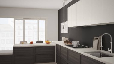 Modern mutfak ahşap detaylar ve parke zemin, sağlıklı br