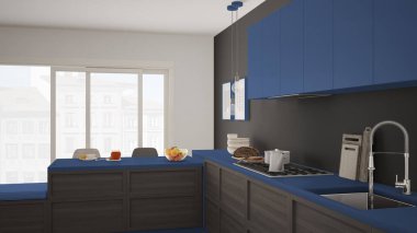 Modern mutfak ahşap detaylar ve parke zemin, sağlıklı br