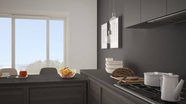 Modern mutfak ahşap detaylar ve parke zemin, sağlıklı br