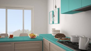 Modern mutfak ahşap detaylar ve parke zemin, sağlıklı br