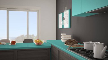 Modern mutfak ahşap detaylar ve parke zemin, sağlıklı br