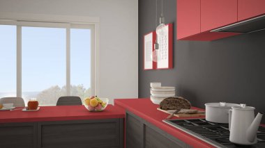 Modern mutfak ahşap detaylar ve parke zemin, sağlıklı br