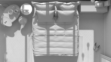 Toplam beyaz proje renkli modern yatak odası en iyi görünümü, architec