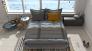 Arka plan iç tasarım, modern yatak odası büyük panoram ile görüntü