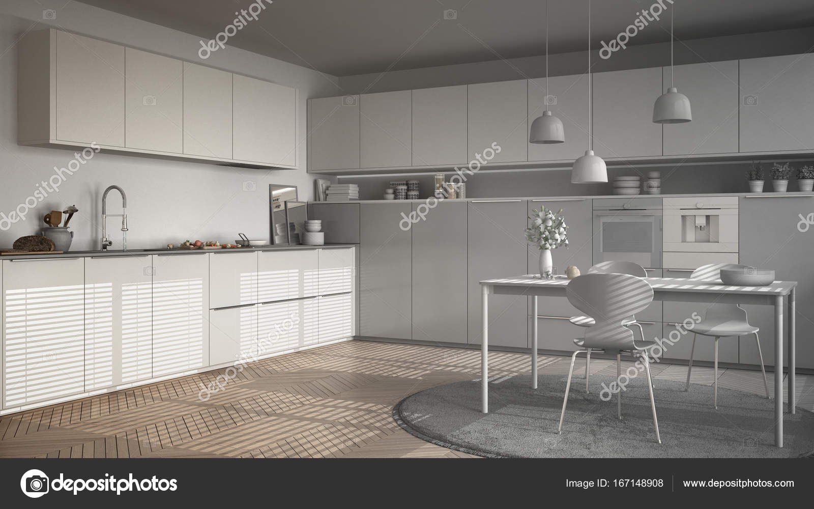 Projeto Inacabado Da Moderna Cozinha Com Mesa E Cadeiras Herr Projeto Inacabado Da Moderna Cozinha Com Mesa E Cadeiras Herr