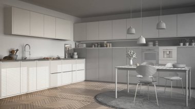 Modern mutfak masa ve sandalyeler, herr tamamlanmamış proje