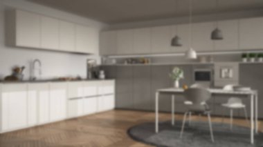 Arka plan iç tasarım, modern mutfak masa ve c bulanıklık