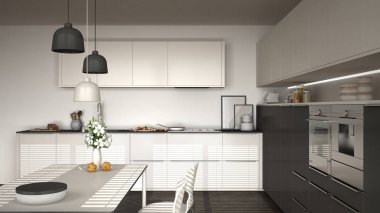 Modern mutfak masa ve sandalyeleri, balıksırtı parke zemin,