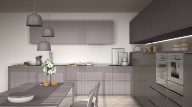 Modern mutfak masa ve sandalyeleri, balıksırtı parke zemin,