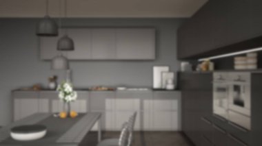 Arka plan iç tasarım, modern mutfak masa ve c bulanıklık