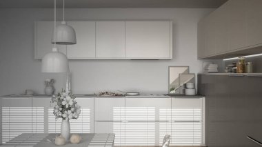 Modern mutfak masa ve sandalyeler, herr tamamlanmamış proje