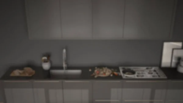 Blur background interior design, modern kitchen with sink and st — Stock Photo, Image