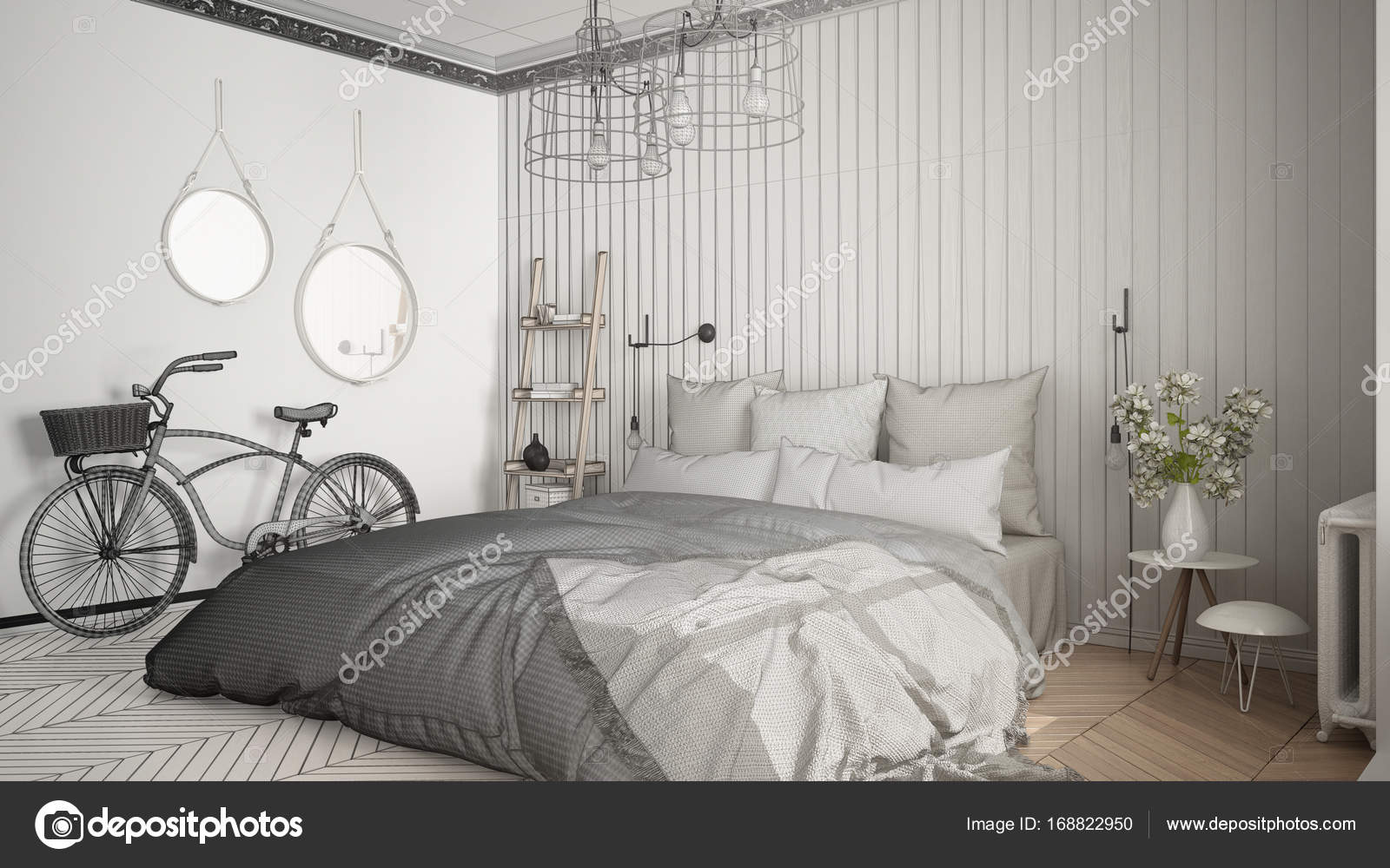 Unfinished Project Of Scandinavian Minimalist Bedroom With