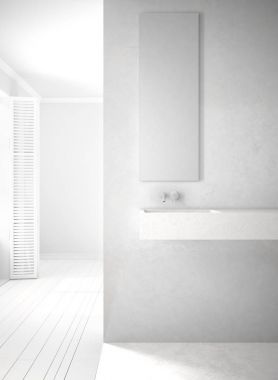 Toplam beyaz banyo yakın çekim, minimalist Mimar Proje
