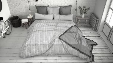 Tamamlanmamış proje rahat Çift Kişilik Yatak ve br modern yatak odası