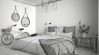 Tamamlanmamış proje rahat Çift Kişilik Yatak ve br modern yatak odası