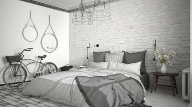 Tamamlanmamış proje rahat Çift Kişilik Yatak ve br modern yatak odası