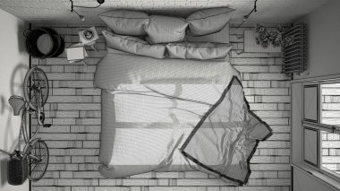 Tamamlanmamış proje rahat Çift Kişilik Yatak ve br modern yatak odası